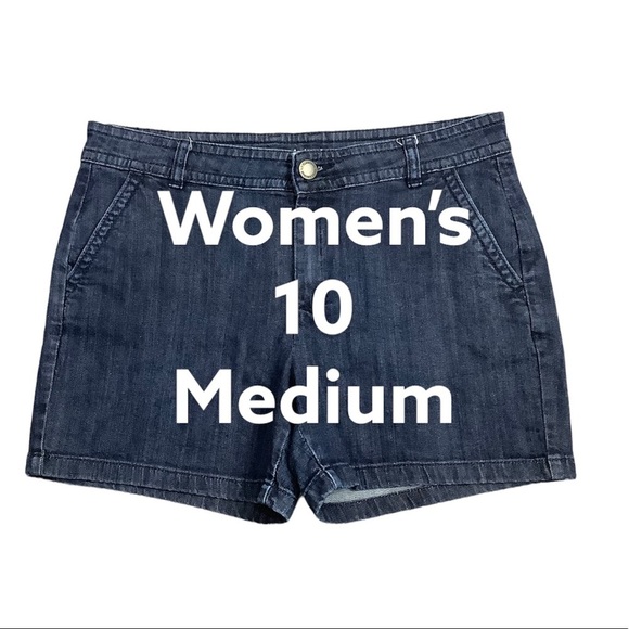 Women's Liz Claiborne 10 M Medium Shorts Jeans Jean Navy Blue Stretch High Rise - Picture 2 of 9
